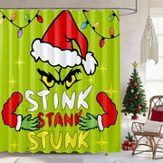 Seasonwood Christmas shower curtain Waterproof shower curtain set Merry Christmas Shower Curtain for Bathroom,72"x72