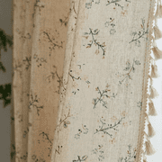 Seasonwood Floral Curtains for Living Room,Semi-Blackout Linen Curtains,1 Panel,52" x 84"