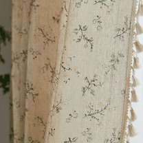 Seasonwood Floral Curtains for Living Room,Semi-Blackout Linen Curtains,1 Panel,59" x 84"