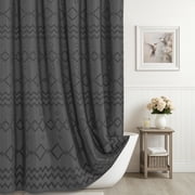 Seasonwood Gray Shower Curtain Boho Woven Modern Farmhouse Fabric Shower Curtain 72 x 84 Gray