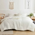 thumbnail image 1 of Seasonwood Queen Comforter Cover Set Microfiber Wave Bedding Duvet Cover 88'' x 90'' 3pcs White, 1 of 7