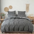 thumbnail image 1 of Seasonwood Queen Duvet Cover Gray Tufted Jacquard Microfiber Bedding Set 3pcs 90" x 90", 1 of 5