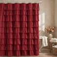 thumbnail image 1 of Seasonwood Ruffle Shower Curtain,Burgundy Fabric Bathroom Curtain for Farmhouse Style,72" x 72", 1 of 6