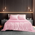 thumbnail image 1 of Seasonwood Twin Size Sheet Set,Satin Sheets,Silky Luxury Bed Set of 3 with 1 Pillowcase,Pink, 1 of 8
