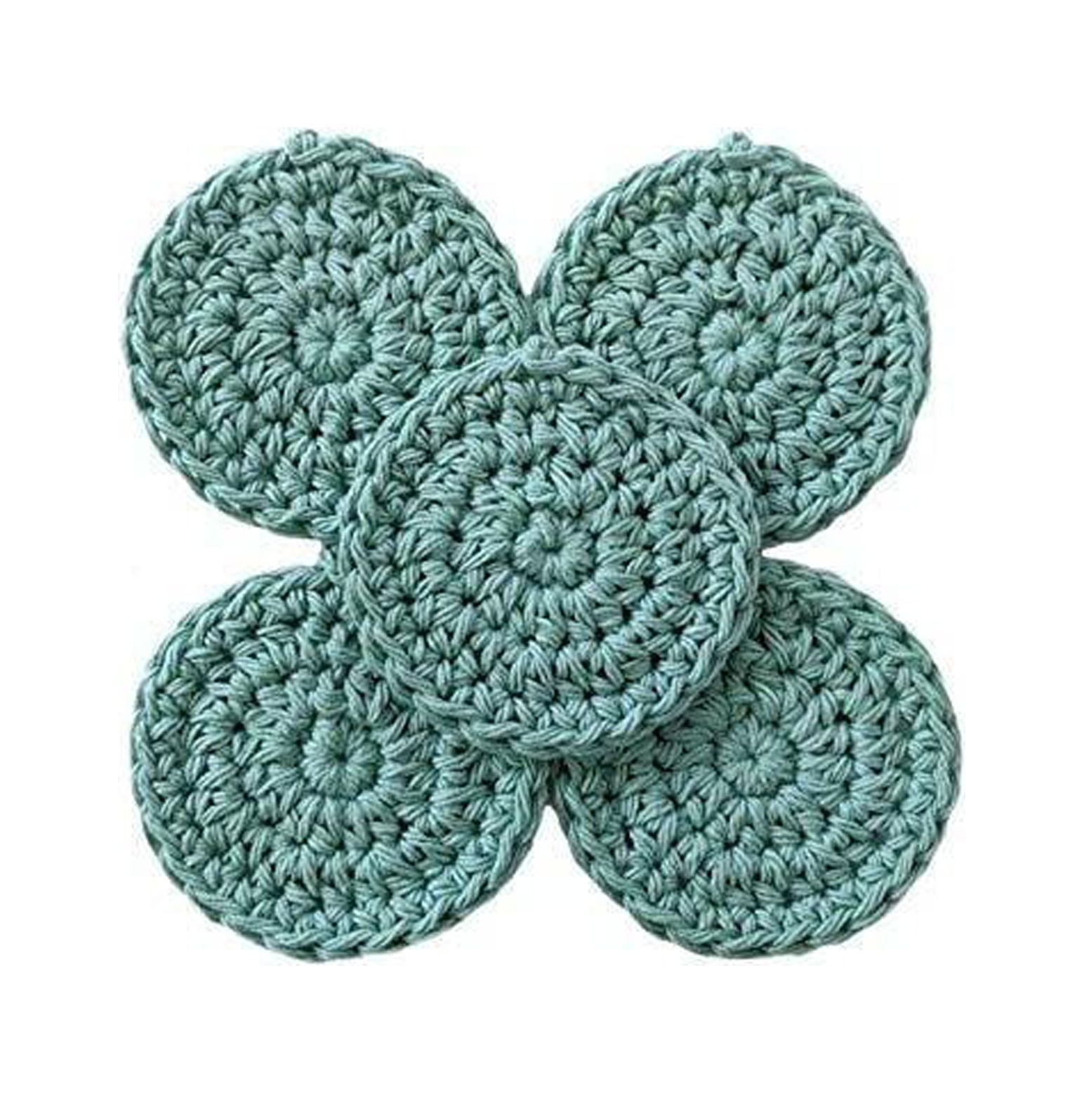 Seaspray Green Handmade Round Crochet Reusable Cotton Pads Approx 2.5 inches Set of 5