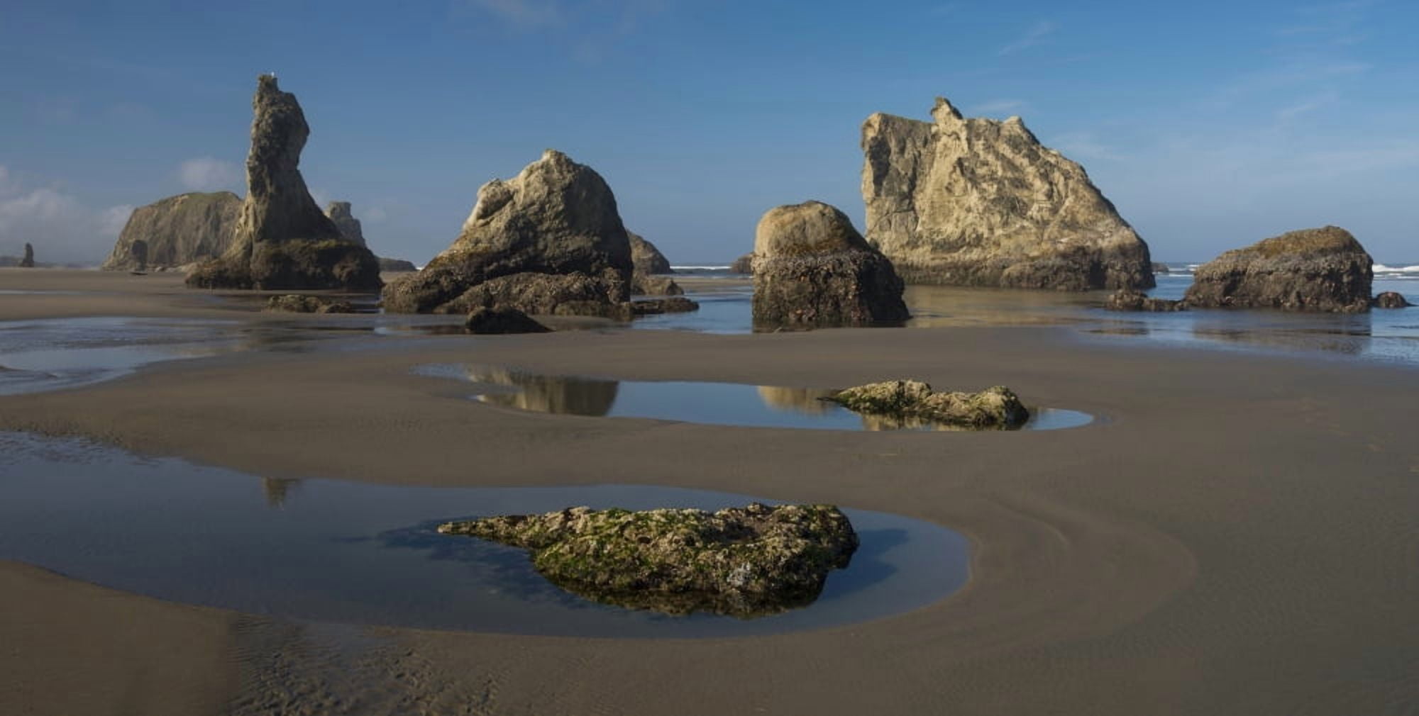 Seastacks at low tide Bandon Coos County Oregon USA Canvas Art - Panoramic Images (9 x 18)