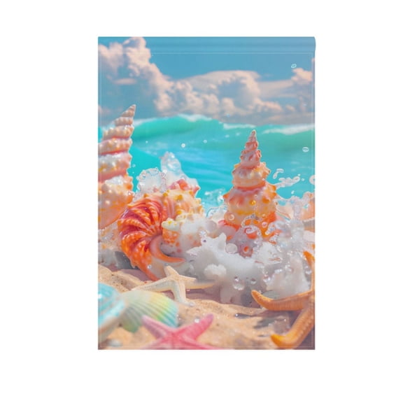 Seastar Conch on Beach Garden Flag House Banner 12" x 18" Double Sided Outdoor Yard Decoration