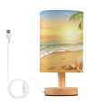 thumbnail image 1 of Seastar Seashell with Sunset Bedside Table Lamp LED Desk Lamps with USB Charging Port Cylinder Retro Warm Lights for Bedroom Living Room Coffee Bar Decoration, 1 of 7