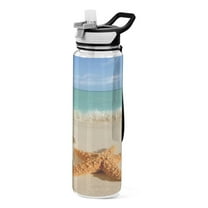 Seastar on Beach 32oz Sports Water Bottles Leakproof Tritan Bottle with Straw BPA Free Clear Bottle for Fitness Gym Outdoor Cycling