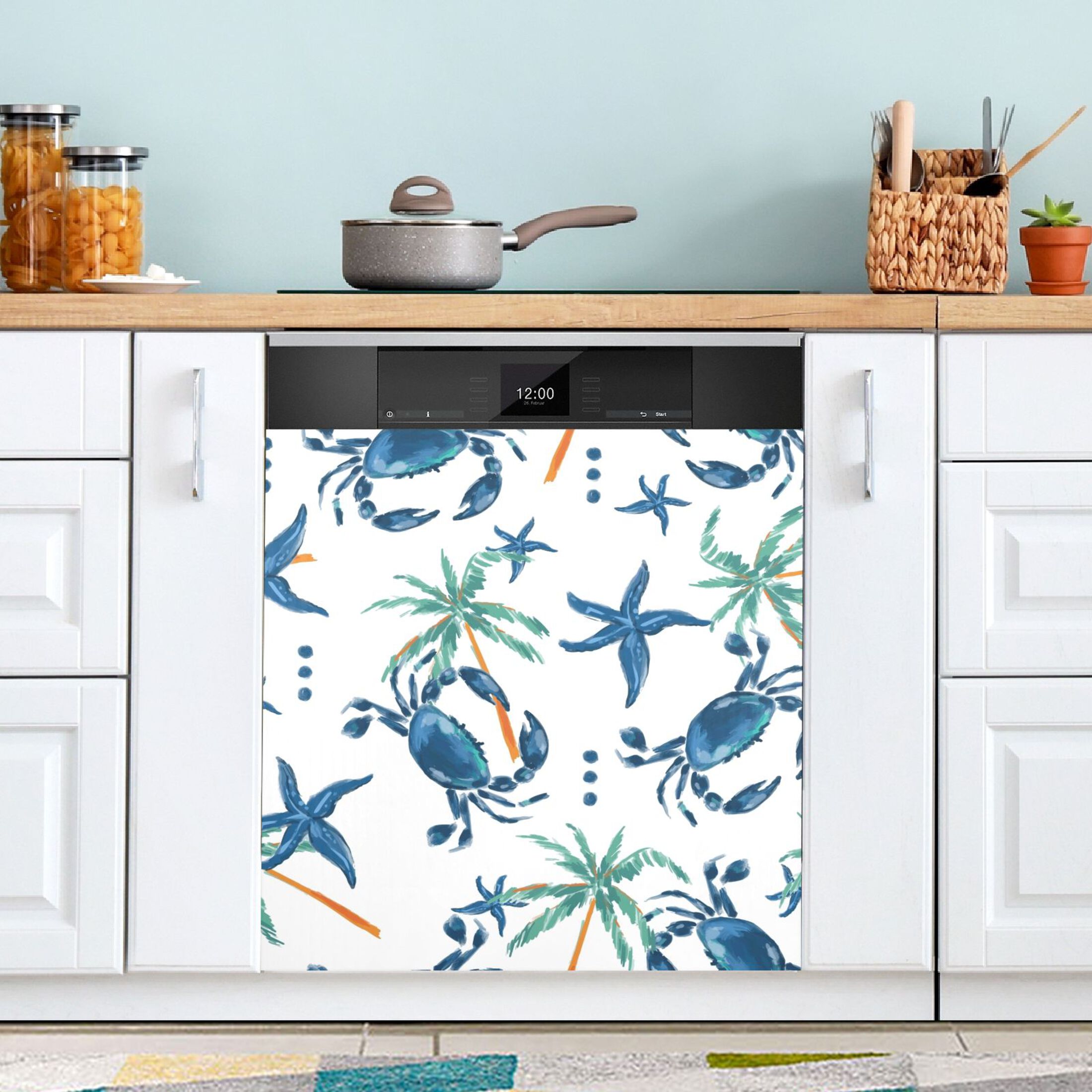 Seastars Palm Tree Crabs Dishwasher Cover Refrigerator