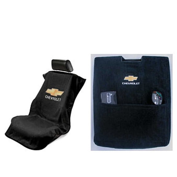 Seat Armour - Seat Protector Cover/Towel & Console Cover with Chevy Bowtie Logo - Console Fits Bucket Seat 14-17