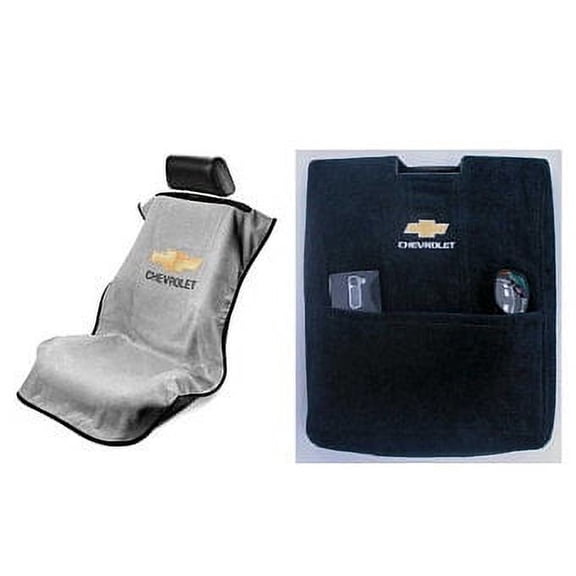 Seat Armour - Seat Protector Cover/Towel & Console Cover with Chevy Bowtie Logo - Console Fits Jump Seat 07-13