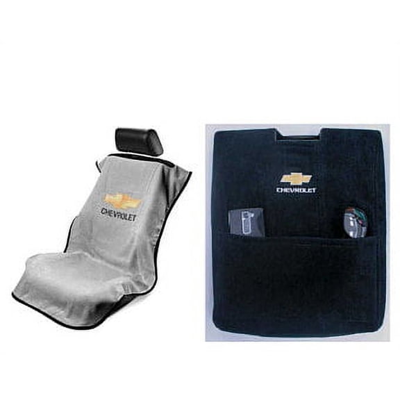 Seat Armour - Seat Protector Cover/Towel & Console Cover with Chevy Bowtie Logo - Console Fits Jump Seat 14-17