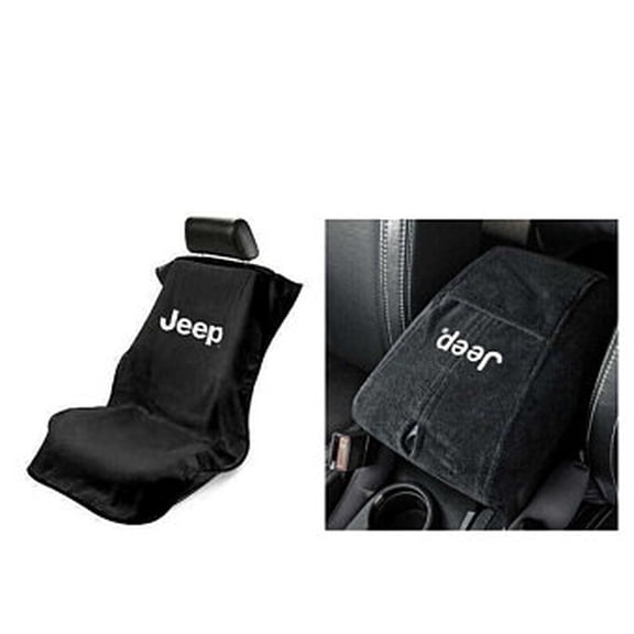 Seat Armour - Seat Protector Cover/Towel & Console Cover with Jeep Logo - Fits 2018-2020