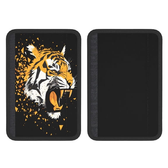 Seat Belt Shoulder Pad 2 Pack, 7.8x11.8in Neoprene Comfort Cover For Car Safety Belt, Adjustable Soft Protector For Bag Strap Angry Animal Tiger