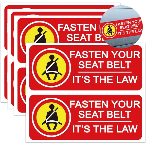 Seat Belts Must Be Worn in This Vehicle Sign Sticker Safe Driving Signs Red4x2inch 8Pcs