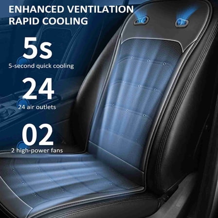 Seat Cooling Car Seat Cushion, 12V/24V Front Seat Cooled Seat Cover With Intelligent Fans Summer Breathable Ventilated Seat Cushion For Car Truck, Brown