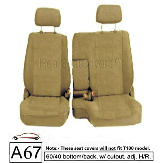 Seat Cover for Toyota Tacoma RCab XCab 60 40 Split Bench Thick Triple Stitched Exact Fit A67 (Beige)