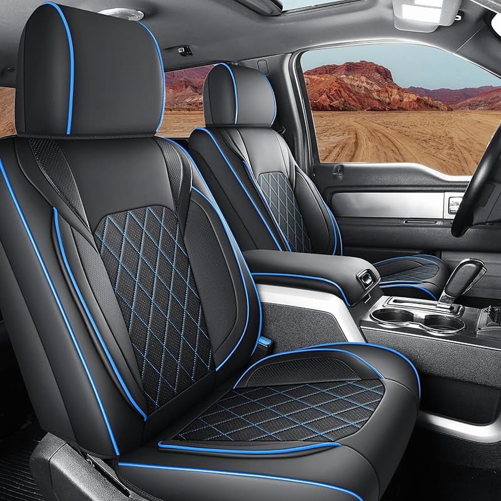 Seat Covers for 2009-2025 Ford F150 SuperCrew & 2017-2025 F250/F350/F450 Super Duty Crew Cab Pickup XL XLT Lariat King Ranch | Custom-Fit Front Seat Covers(Beige)