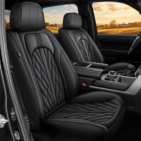 Seat Covers Custom Fit for Ford F150 2009-2024 2025 2026 & F250/F350/F450 2017-2024 2025 2026 Full Set 5 Seat Faux Leather Waterproof Truck Car Seat Covers