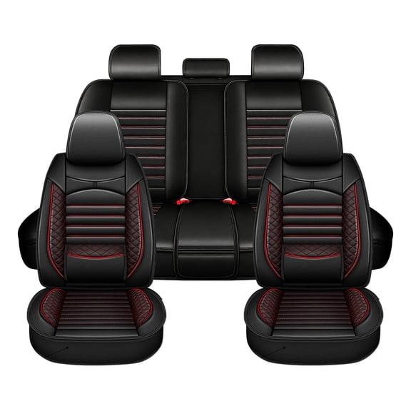 Seat Covers Custom Fit for Acura MDX 2004-2025 Full Set Faux Leather Waterproof Universal Car Seat Covers Red,Full Set(2 Row 5 Seats)
