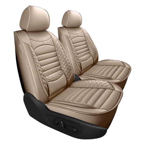 Seat Covers Custom Fit for Buick Lucerne 2006-2011 Full Set Faux Leather Waterproof Universal Car Seat Covers Beige,Front Set(2 Seats)