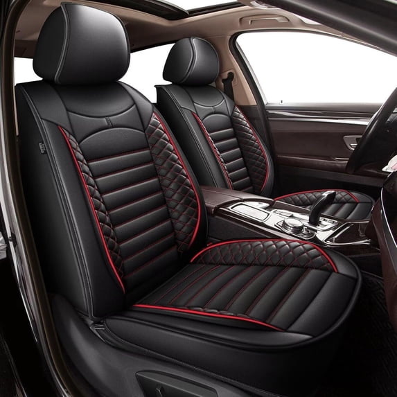 Seat Covers Custom Fit for GMC Sierra 1500 2019-2025 Full Set Faux Leather Waterproof Universal Car Seat Covers Red,Full Set(2 Row 5 Seats)
