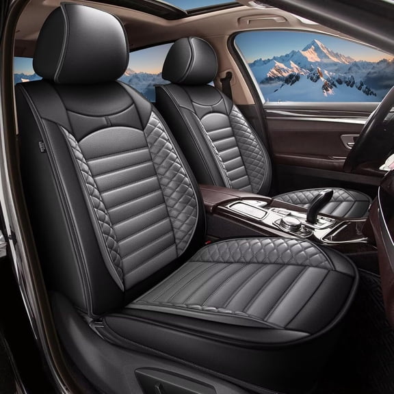 Seat Covers Custom Fit for Infiniti Q50 2014-2025 Full Set Faux Leather Waterproof Universal Car Seat Covers Gray,Front Set(2 Seats)