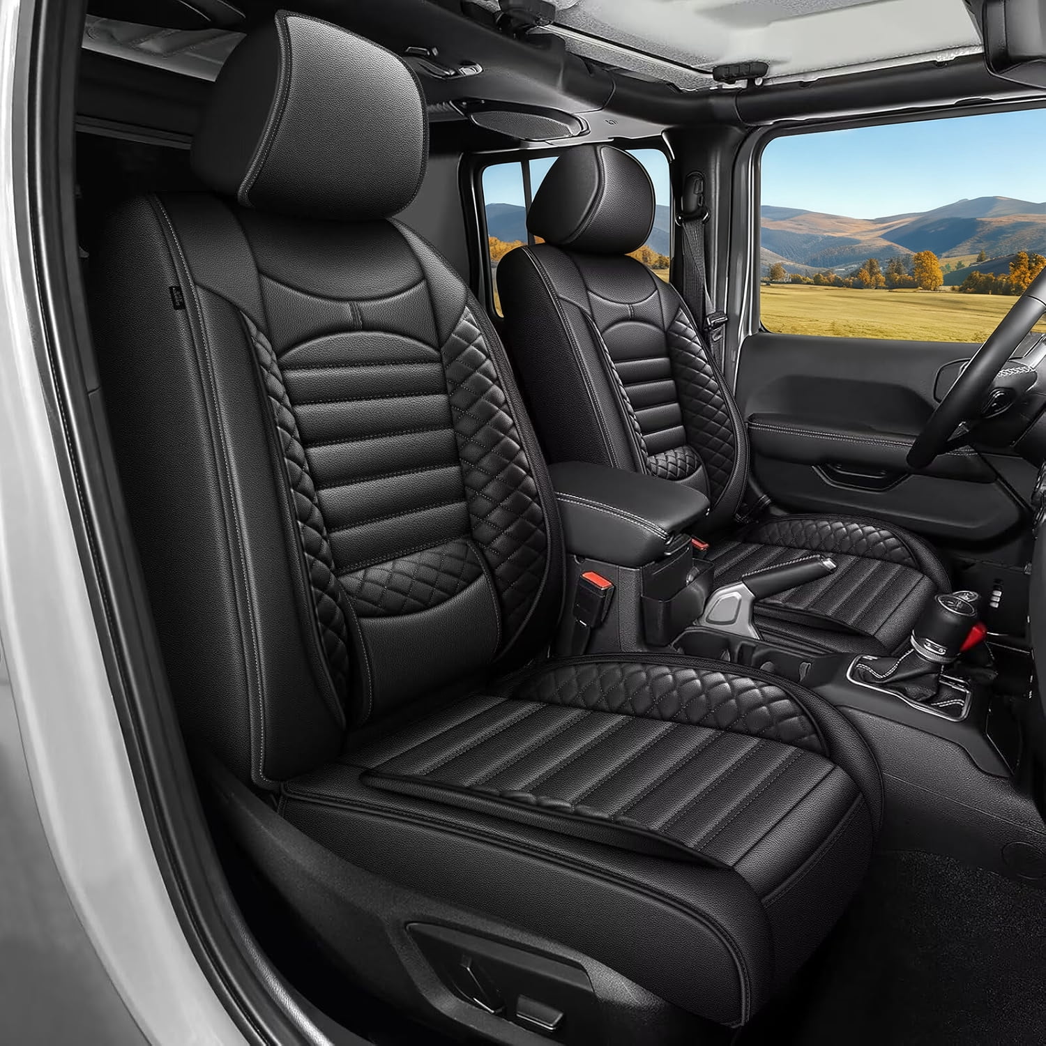 DIKSOAKR Seat Covers Full Set Custom Fit for Jeep Gladiator 2020 2021 2022 2023 2024 2025 2026 Breathable Waterproof PU Leather 5-Seat Protector