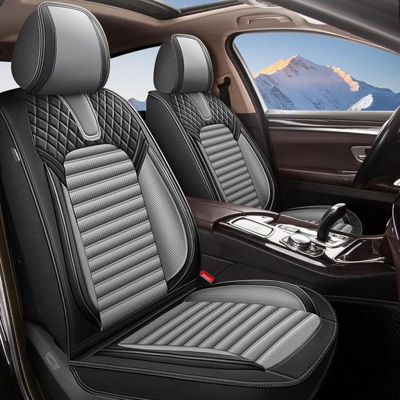 Seat Covers Custom Fit for Toyota Prius V 2012-2017 Full Set Faux Leather Waterproof Universal Car Seat Covers Grey,Front Set(2 Seats)