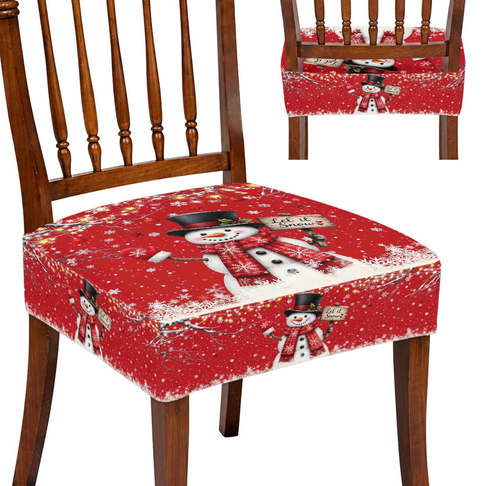Seat Covers for Dining Room Chairs Set of 10, Red Christmas Washable ...