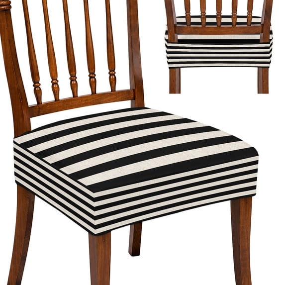 Seat Covers for Dining Room Chairs Set of 2, Black Red Beige Striped ...