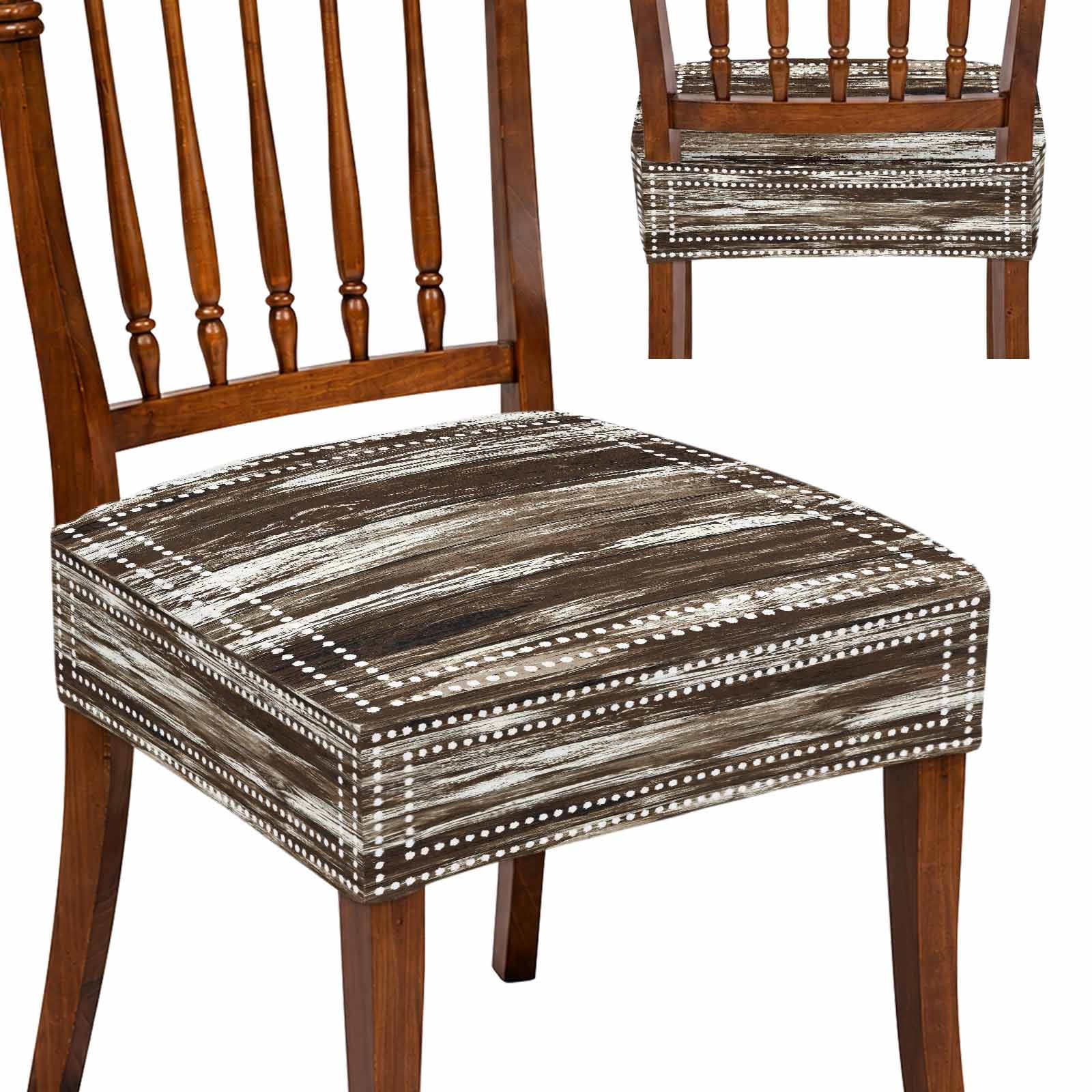 Seat Covers for Dining Room Chairs Set of 4, Vintage Brown Wooden ...