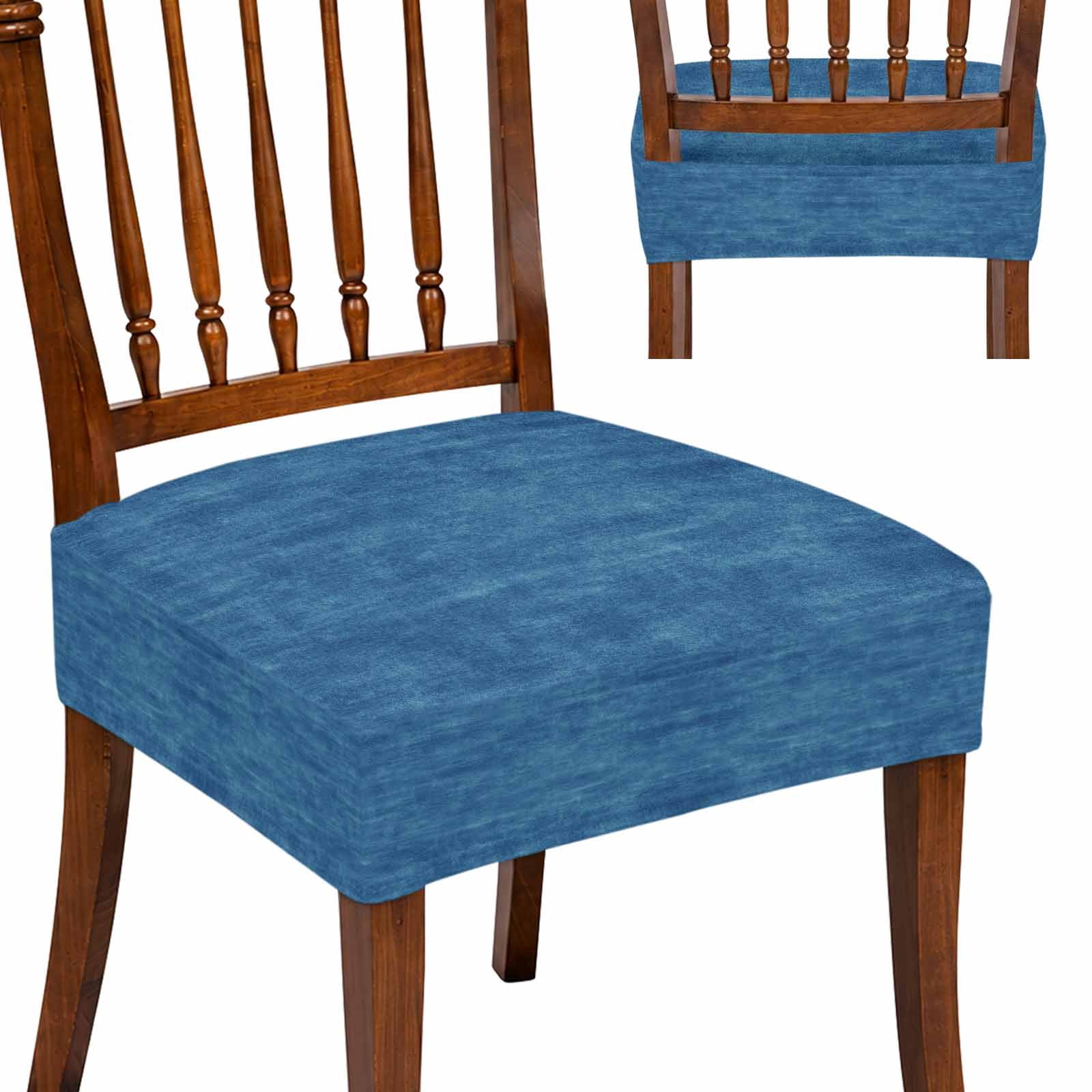 Rusty House Texture Seat Covers for Dining Room Chairs Set of 4, Vintage Lake Blue Washable ...