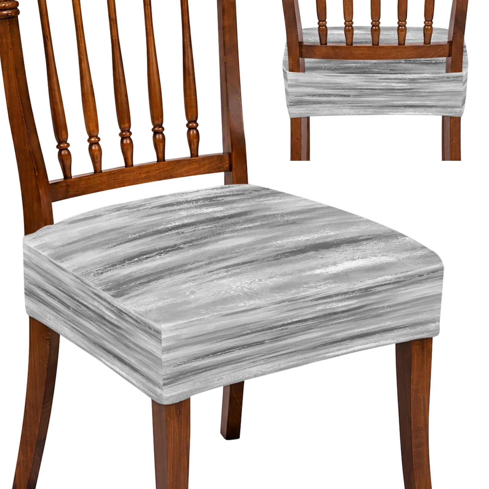 Seat Covers for Dining Room Chairs Set of 6, Gray Texture Washable ...