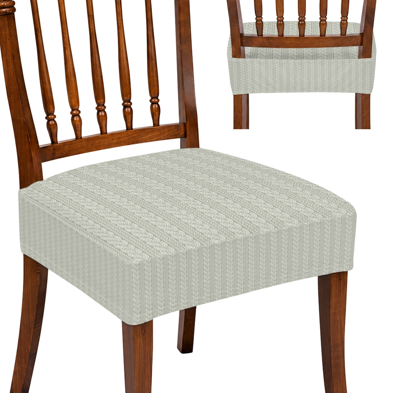 Seat Covers for Dining Room Chairs Set of 6, Green Grey Boho Washable ...