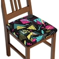 thumbnail image 1 of Seat Covers for Dining Room Chairs Set of Set of 6, 80s 90s Retro Neon Flourescent Style Stretch Chair Seat Covers Cushion Slipcovers for Kitchen Office, 1 of 6