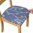 thumbnail image 1 of Seat Covers for Dining Room Chairs, Stretch Printed Chair Covers with Ties, Square Removable Washable Chair Protector Seat Cushion Slipcovers for Kitchen, Office(Set of 4, Blue Flower), 1 of 6