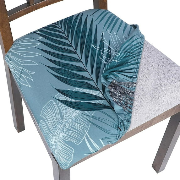 Seat Covers for Dining Room Chairs Stretch Printed Chair Seat Covers Set of 6, Removable Washable Upholstered Chair Seat Protector Cushion Slipcovers for Kitchen, Office(Summer Pattern)
