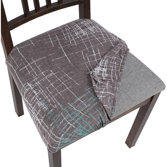 Seat Covers for Dining Room Chairs Stretch Printed Chair Seat Covers Set of 4, Removable Washable Upholstered Chair Seat Protector Cushion Slipcovers for Kitchen, Office