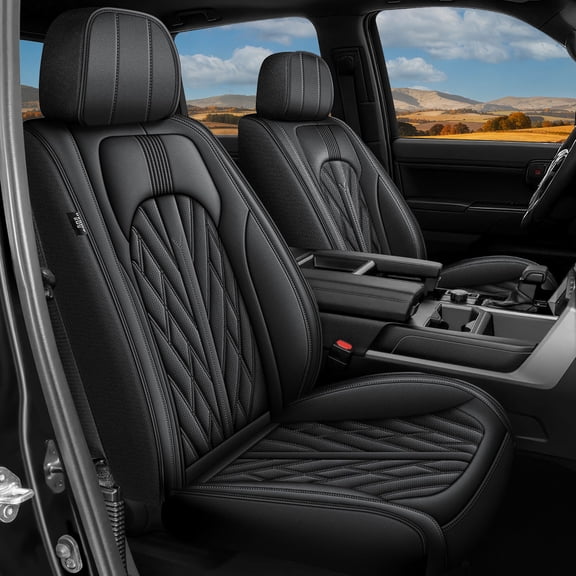 Seat Covers Fit for 2019-2026 Chevrolet Chevy Silverado GMC Sierra 1500 2500HD 3500HD Trail Boss Z71 Crew Double Extended Cab Custom Truck Seat Covers Leather Full Set