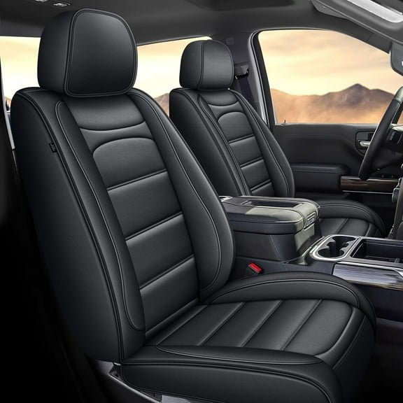 CustSeat Covers Fit for Silverado: 2007-2018 Chevy Chevrolet Silverado GMC Sierra 1500 2500HD 3500HD Trail Boss Z71 Crew Double Extended Cab Full Set Truck Pickup Car Seat Covers (Blackline, 5 Seats)