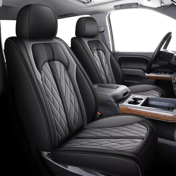 Seat Covers Fit for Silverado: 2007-2024 Chevy Chevrolet Silverado GMC Sierra 1500 2500HD 3500HD Trail Boss Z71 Crew Double Extended Cab Full Set Truck Pickup Car Seat Covers (Blackline, 5 Seats)