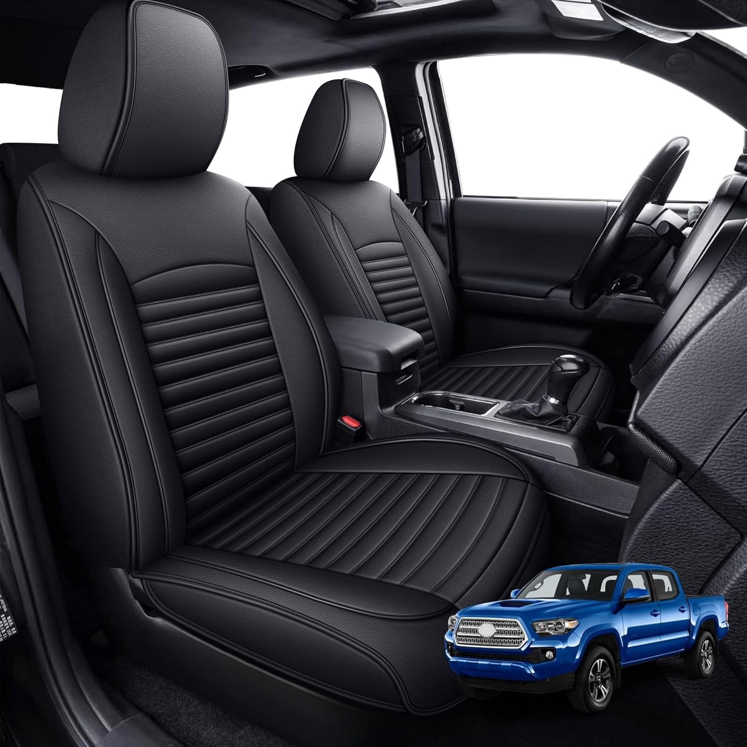 Custom Seat Covers Fit for Toyota Tacoma: 2024-2025 Full Set Fit for Toyota Tacoma Truck Double Crew Cab Semi-Custom Car Seat Covers Faux Leather Automotive Seat Cushion Protectors
