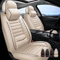 thumbnail image 1 of Seat Covers For Toyota Camry/Corolla/RAV4/Avalon/Prius, Breathable Waterproof Leather Car Seat Covers Protectors 5 Seats Full Set(Beige,Pillows), 1 of 8