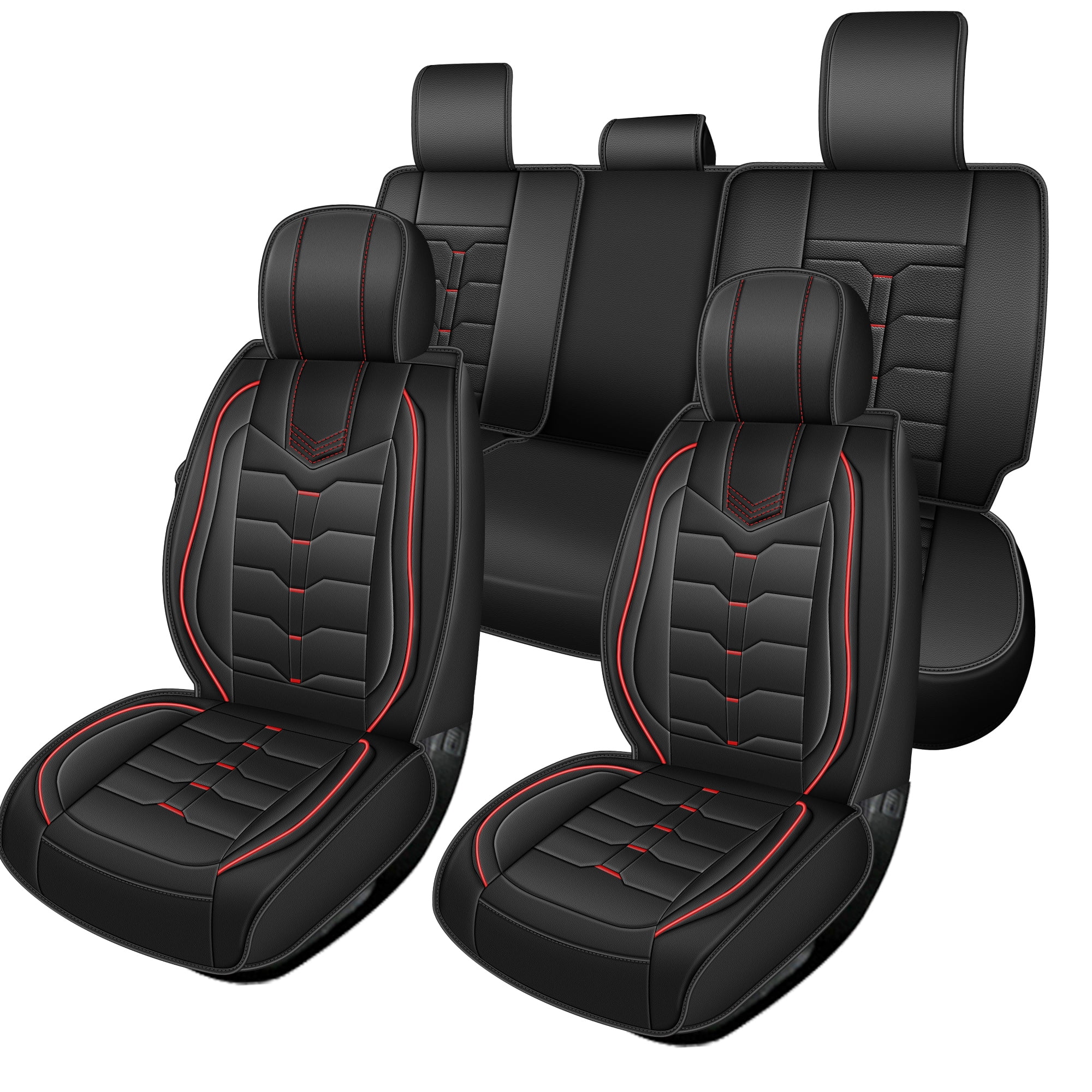 Seat Covers Full Set for Infiniti Q70 2014-2019,Waterproof Faux Leather Seat Covers,Luxury Automotive Interior Accessories Cover Red,Full Set(2 Row 5 Seats)