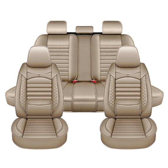 Seat Covers Full Set for Lexus RZ 300e/400e 2023-2025 Faux Leather Waterproof Comfort Car Seat Covers Lumbar Support Compatible Airbag Beige,Full Set(2 Row 5 Seats)