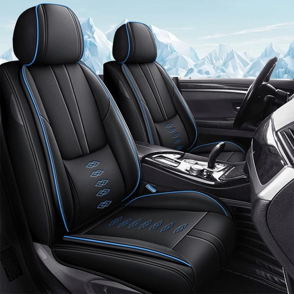 Seat Covers for Lexus 99% Models,Front Set Standard Waterproof Artificial Leather Car Seat Protectors,Car Interior Accessories,Upgrading Car Interiors(Black+Blue)