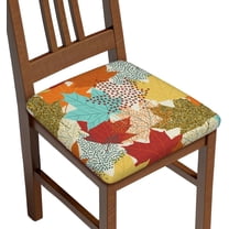 Seat Covers for Dining Room Chairs Set of Set of 6, Colorful Autumn Fall Maple Leaves Stretch Chair Seat Covers Cushion Slipcovers for Kitchen Office
