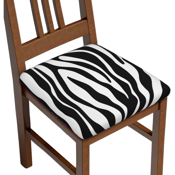 Seat Covers for Dining Room Chairsset of Set of 6, Black White Zebra Stripe Stretch Chair Seat Covers Cushion Slipcovers for Kitchen Office